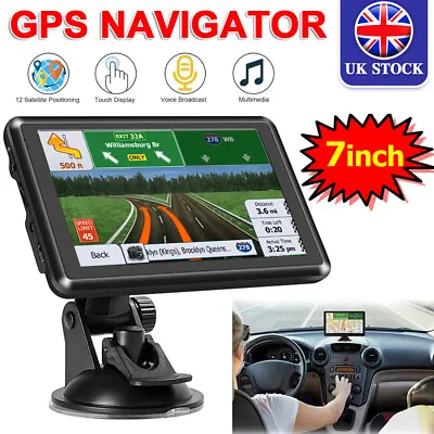 7  Car Truck Sat Nav GPS Navigation 8GB Free Lifetime UK/EU Maps Touch Screen • £40.49