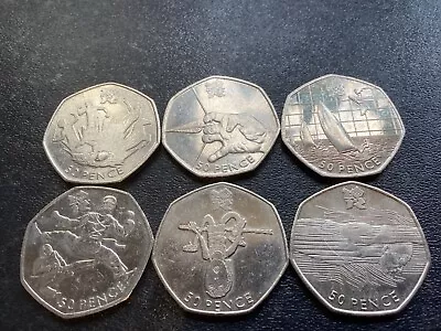 Olympic 50pbCoins X 6 Different. London 2012 Olympics. Circulated. • £1.20