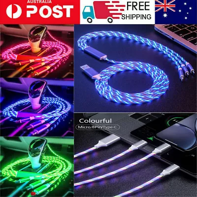 3 In 1 Led Light Up Charger Charging Cable For IOS Phone Android USB Type C Cord • $8.99