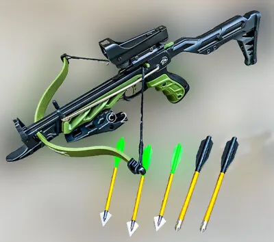 80lbs Self Cocking Powerful Hunting Crossbow 225+ FPS Metal Arrows Grip Pistol  • $64.99