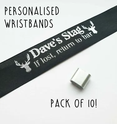 Personalised Stag Do Wristbands - 'If Lost Return To Bar' Stag Head Name Funny • £12.95