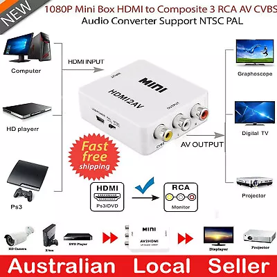 HDMI To AV/RCA 1080P HDMI To 3RCA CVBS AV Composite Converter Video Audio   • $14.99
