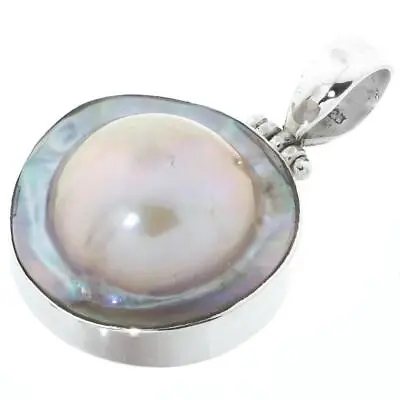 925 Silver Mabe Blister Pearl In Shell Handmade Sterling Pendant 1 1/2  • $29.95