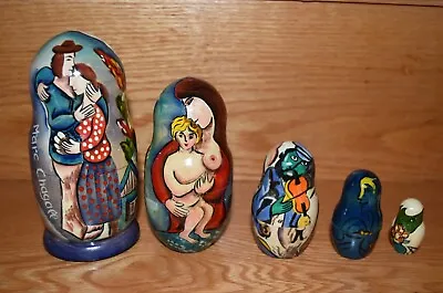 VTG 1990s Russian Nesting Dolls Matryoshkas Marc Chagall Museum Madonna Fiddler • $50