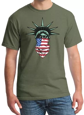 Men's Statue Of Liberty Bandana USA Flag F134 Green C4 T Shirt America July 4th • $14.99