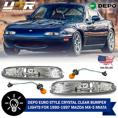 DEPO Clear Bumper Turn Signal Light + Bulbs For 1990-1997 Mazda MX5 MX-5 Miata • $54.64