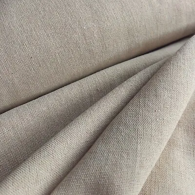 Plain Cotton Linen Mix Canvas Woven Fabric - Natural Grey Muted Neutral Stone • £1.49