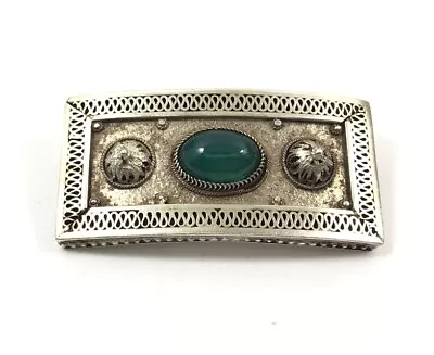 Sterling Silver And Emerald Ladies Brooch Pin Made In Palestine Pre 1948 1547-LR • $69.99