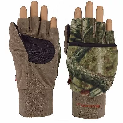 Manzella Mens H146m Hunter Convertible Mitten Half Finger Hunting Glove Camo • $17.99