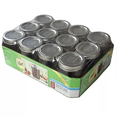 Ball Mason 8oz Quilted Jelly Jars With Lids And Bands Set Of 12 • $21.62