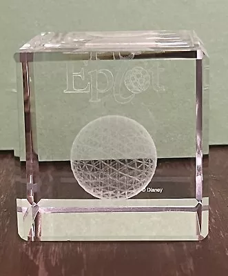 Disney Parks Epcot Laser 3D Etched Cube Crystal Paperweight Disney World 2x2 • $29.99