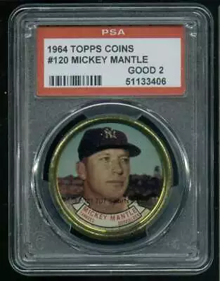 1964 Topps Coins #120 Mickey Mantle PSA 2 Yankees  (3406) • $110