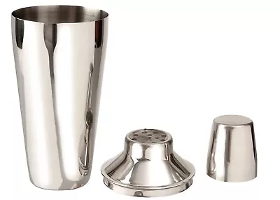 Cocktail Shaker Manhattan Style Stainless Steel 3 Piece Built In Strainer 750ml  • £8.95