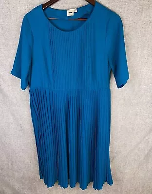$29.99 • Buy ASOS Dress Womens Plus Sz 18 Blue A-Line Pleated Tie Short Sleeves Round Neck