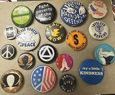 VINTAGE PINBACK BUTTONS PIN ANTI VIETNAM WAR POLITICAL 60s 70s 1960 1970 LOT 18 • $9.99