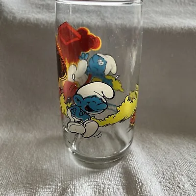 JOKEY Smurf Glass 1982 Wallace Berrie & Co. PEYO Collector's Vintage BB • $9