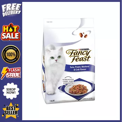 FANCY FEAST Adult Tuna Prawn Mackerel And Crab Flavour Dry Cat Food 1.4Kg • $18.82