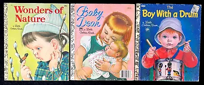 BABY DEAR BOY WITH DRUM WONDERS ~ 3 Vintage Little Golden Books Eloise Wilkin • $9.99