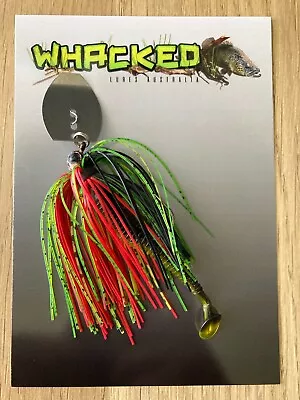 WHACKED LURES ~ 1/8oz CHATTERBAIT ~ REDFIN GREEN ~ Paddle Worm Trailer • $10.99