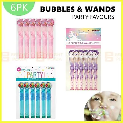 $5.95 • Buy 6 X Mini Bubbles & Wands Unicorn Pink Blue Birthday Party Favours Loot Treat Bag