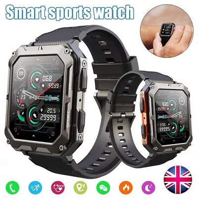 Rugged Smart Watch For Men Answer/Make Calls Tactical Military Fitness Tracker • £24.99
