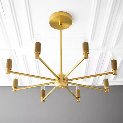 8 Spoke Chandelier - Light Fixture - Modern Lighting - Brass Chandelier • $447.44