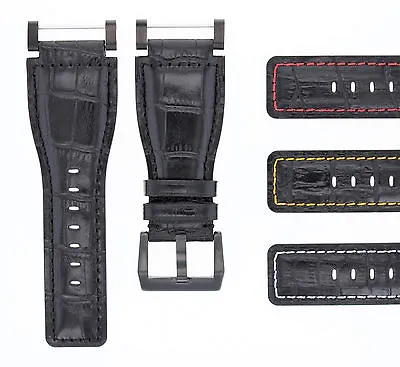 24mm For Suunto Core Leather Watch Band Strap With Adapter Black Pvd Top Quality • $39.95