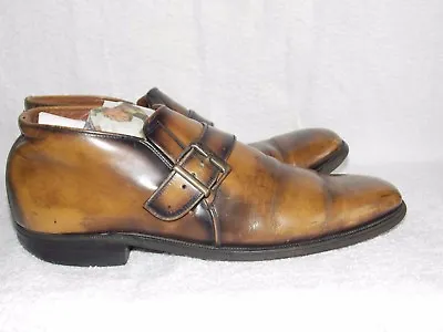 Vintage BUCKLE Brown Leather Mod Strap Shoes For Men 7.5C Used  • $49.99