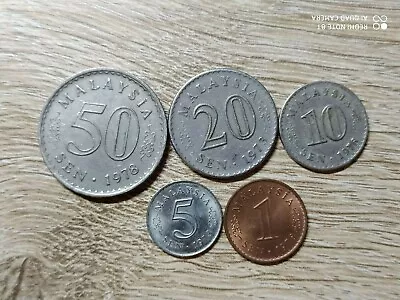 Malaysia Set Of 5 Coins 50+20+10+5+1 Sen Price For One Set • $2.99