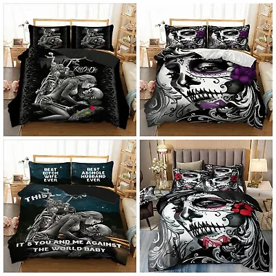 Skull Soft Duvet Quilt Cover Bedding Set Single Double King Size Pillowcases UK • £25.70
