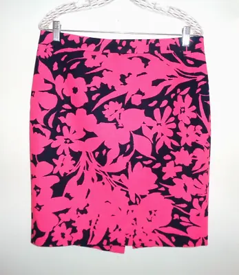J Crew Factory Sz 8 Pink Floral Basketweave Pencil Skirt B8203 • $11.99