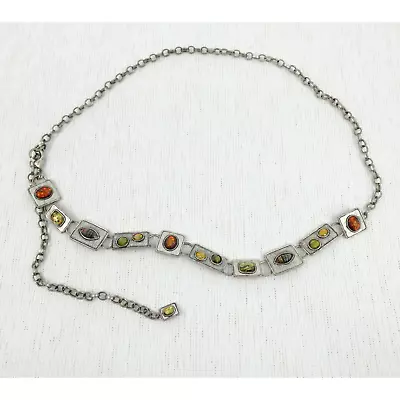 Chicos Jeweled Chain Belt Womens S-M Silver Tone Embellished  • $31.96