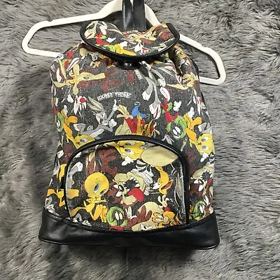 Vintage Looney Tunes Backpack 1996 Purse Travel Bag Bugs Bunny Tweety Bird Taz • $17.88