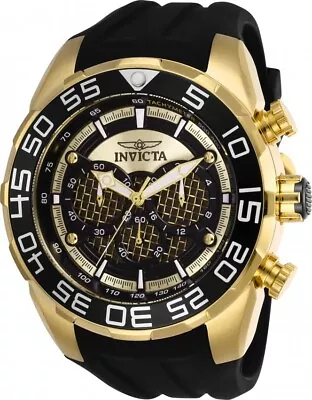 Invicta Speedway SCUBA Men's Gold Black Dial Chronograph Quartz Silicone Watch • $82.50