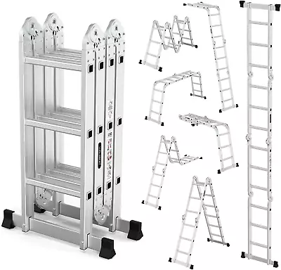 Folding Ladder Multi-Purpose Aluminium Extension 7 In 1 Step Heavy Duty Combinat • $137.99