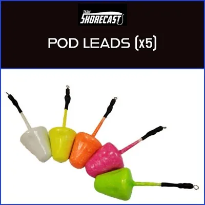 SHORECAST POD LEADS - ALL SIZES (x5) - NEW - SEA FISHING WEIGHTS • £10.40