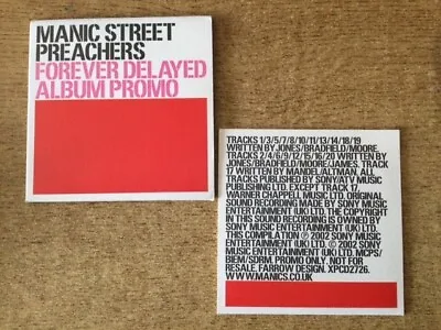 Manic Street Preachers Forever Delayed Promotional Limited Edition Album Cd • £16.99