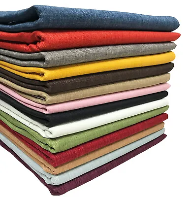 Soft Plain Linen Look Fabric Designer Material Curtains Clothing Bag Upholstery • £0.99