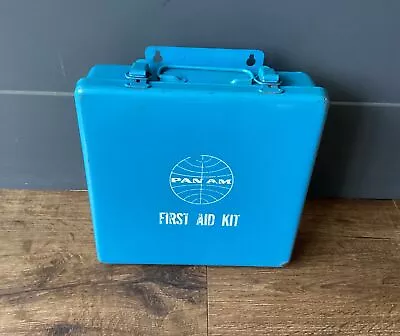 Vintage Original Pan Am Airlines Aircraft First Aid Kit Metal Box W/Contents • $110