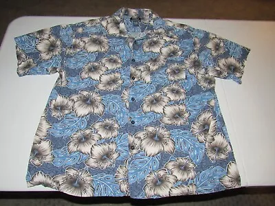 Vintage Gotcha Men's Blue Gray Floral Button Up Hawaiian Shirt Size XL • $6.99