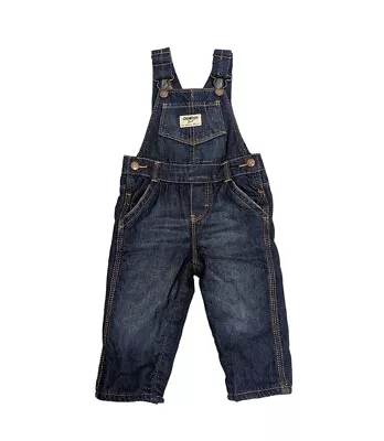 OshKosh B'Gosh Denim Vestbak Kids Overalls Size 12 Months Inner Fleece • $29.99