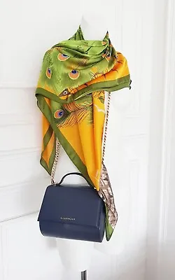 Ladies Yellow Green  Arty Peacock Design Ladies Long Neck Large Shawl Bag Scarf • £23.90