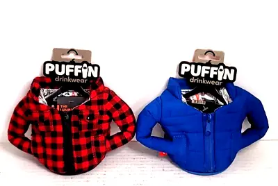 Puffin Drinkware Beverage Can Jacket Lot Of 2 Varsity Blue & Puffin Red NEW • $29.99