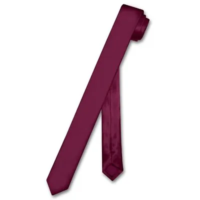 Biagio 100% SILK Narrow NeckTie EXTRA Skinny Solid Color Mens 1.5  Thin Neck Tie • $9.95