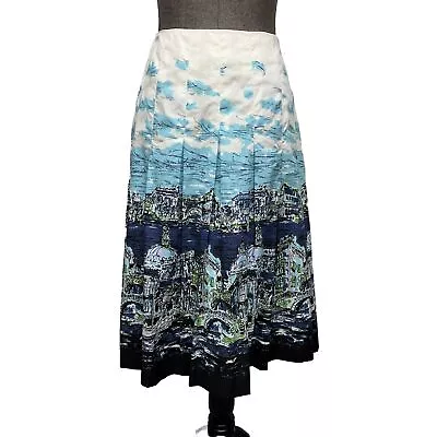 Talbot Skirt 6 Venice Italy Canal Cityscape Waterfront City Scene Lined Pleated • $29.99