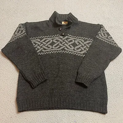 Carraig Donn 4 Button Irish New Wool Knit Sweater Ireland Mens Large Heavyweight • $85