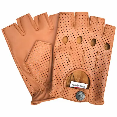 Vintage Retro Style Fingerless Leather Fashion Cycling Driving Unlined Glove 317 • £14.99