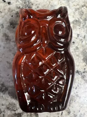 Vintage Honey Amber Viking Glass Owl Paperweight & Label Hand Made Mid Century • $43