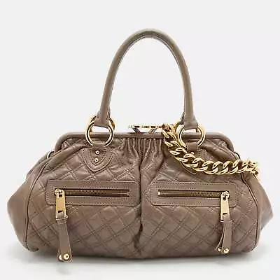 MARC JACOBS Grey Quilted Leather Stam Satchel • $573.41