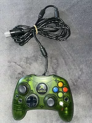 Official Original Microsoft Xbox S Halo Green Clear Wired Controller Control Pad • £26.99